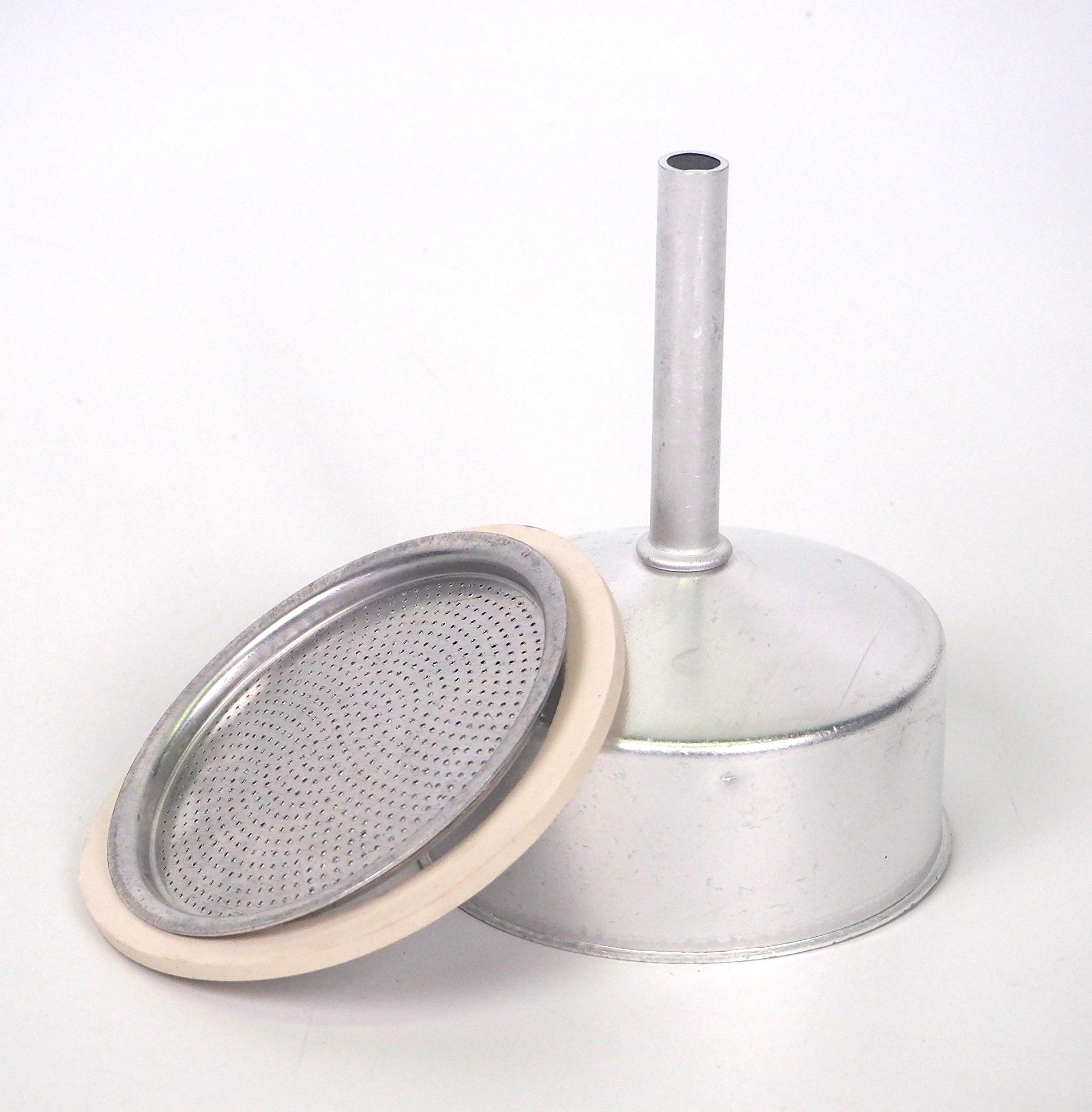 Italian Coffee Maker Replacement Parts - Sanfor 12 Cup Funnel, Filter & Gasket Set | Aluminum Rubber Seal for Moka Pot | 8.2cm Diameter Stainless Steel Accessories | Perfect for Home Brewing & Espresso Making