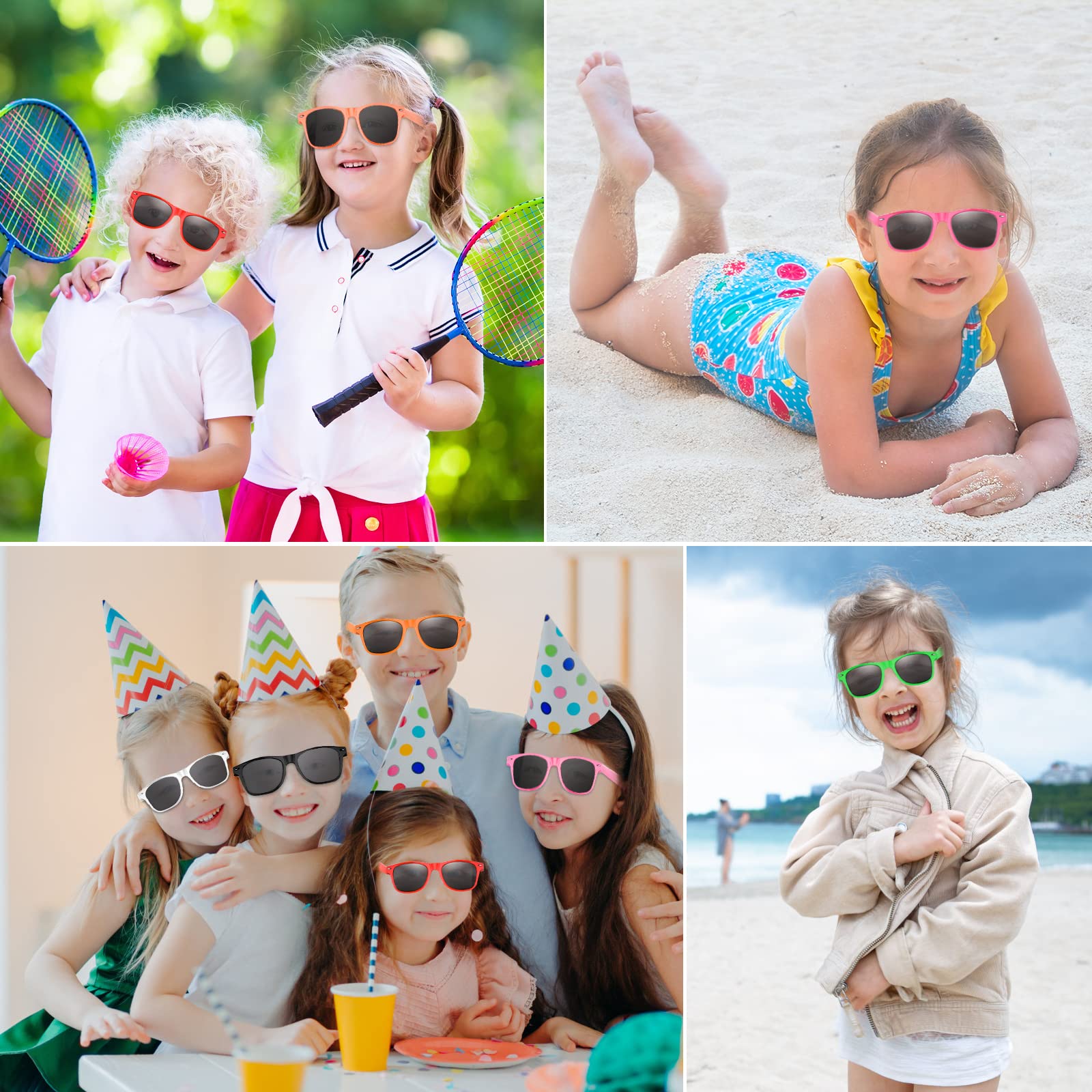 FEPITO 24 Pack Orange Party Sunglasses Bulk - Fun Birthday Party Favors, Goody Bag Fillers for Beach, Pool Party & Summer Events - Cool Sunglasses for Adults & Kids