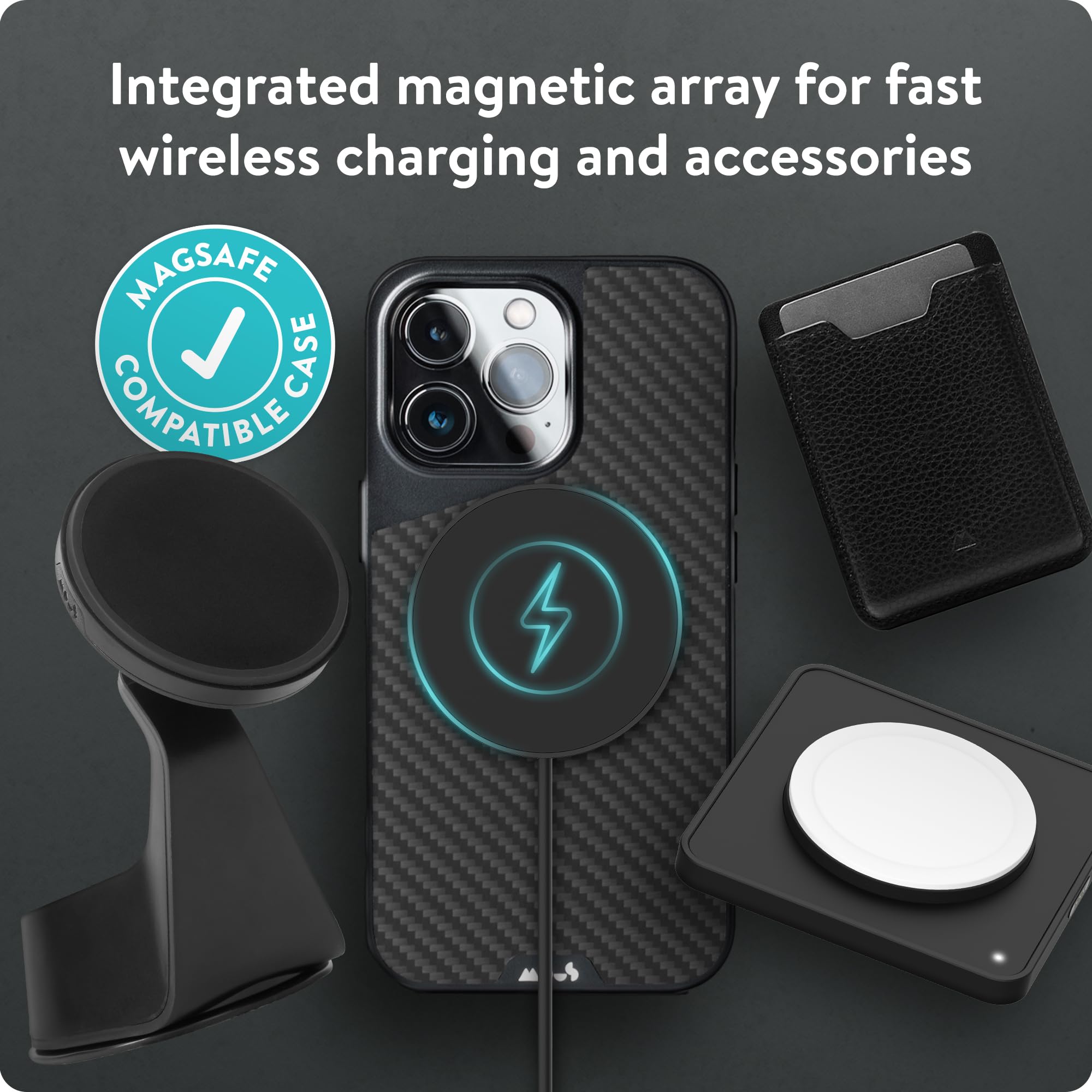 Premium Carbon Fiber iPhone 13 Pro Case - Mous Limitless 4.0 Protective Cover with Aramid Fiber & MagSafe Compatibility - Slim Durable Phone Case for Work, Travel & Outdoor Activities