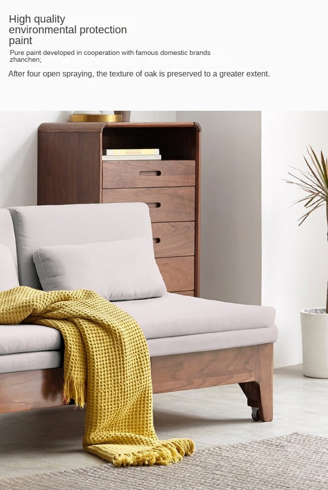 Solid Oak Wood Sofa Bed - Foldable & Convertible for Living Room, Guest Room, or Small Spaces - Multi-Functional Furniture for Comfort & Style