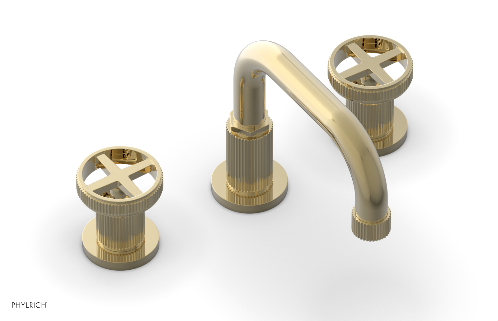 DUSTRIE Widespread Bathroom Faucet - Cross Handle Design with Grooved Detailing (Model 370-03) - Perfect for Modern Vanities and Powder Rooms