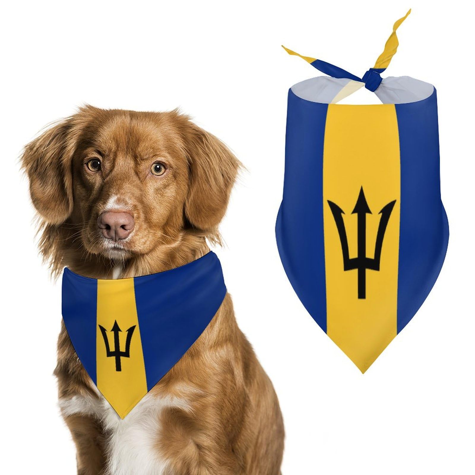 Barbados Flag Dog Bandana - Cute Pet Scarf & Bib for Small Medium Large Dogs - Christmas Thanksgiving Holiday Gift for Pets - Perfect for Patriotic Events & Pet Parties