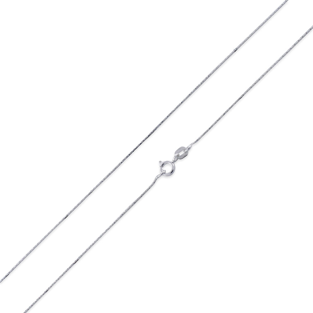 Rhodium Plated Sterling Silver Cardano D/C Chain 0.6MM - Elegant Jewelry for Men & Women, Perfect for Necklaces, Bracelets & Gift Giving