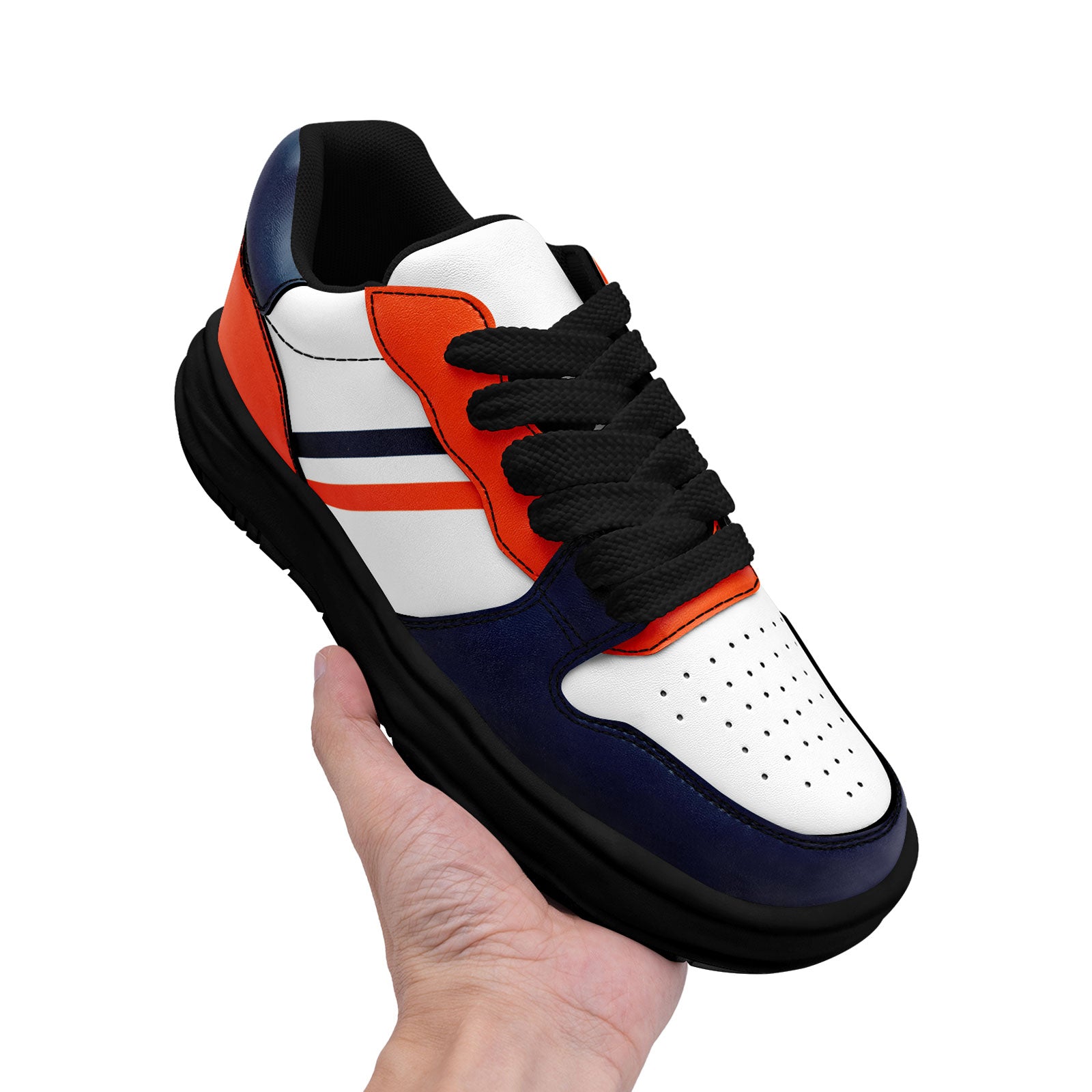 Custom Blue & Orange Denver Shoes - Personalized Sneakers for Men & Women | Comfortable Walking & Casual Wear | Perfect for Sports, Gym & Everyday Fashion (Style FN032 D020389, Size 10)