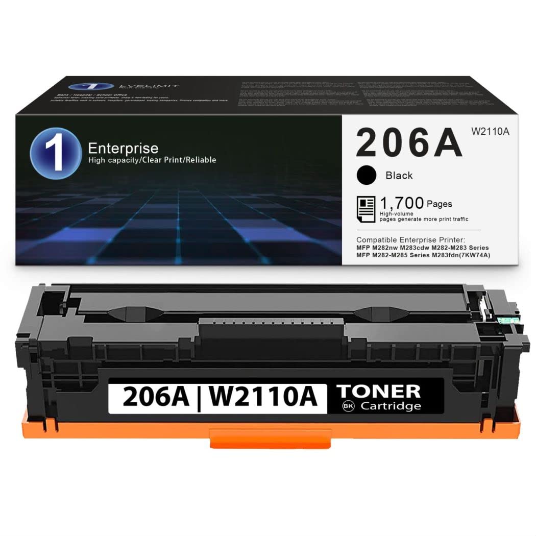 High-Yield 206A W2110A Black Toner Cartridge Replacement for HP M283fdw M283cdw M282nw M283fdn M255nw M255dw M255dn M255 M256 M282 M283 M285 Printers - 1 Pack - Perfect for Home Office & Small Business Printing Needs