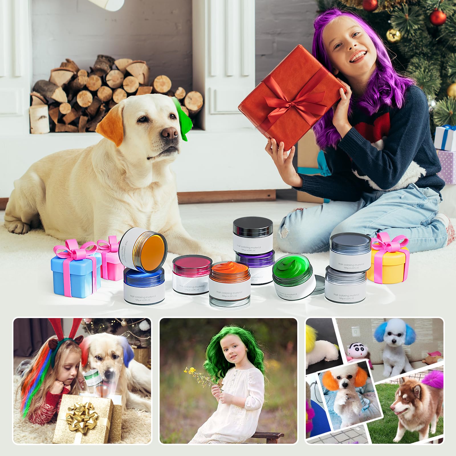 **Washable Temporary Hair Color Wax - Green Natural Hair Dye for Women, Men & Kids - Perfect for Halloween, Cosplay & Party Styling**