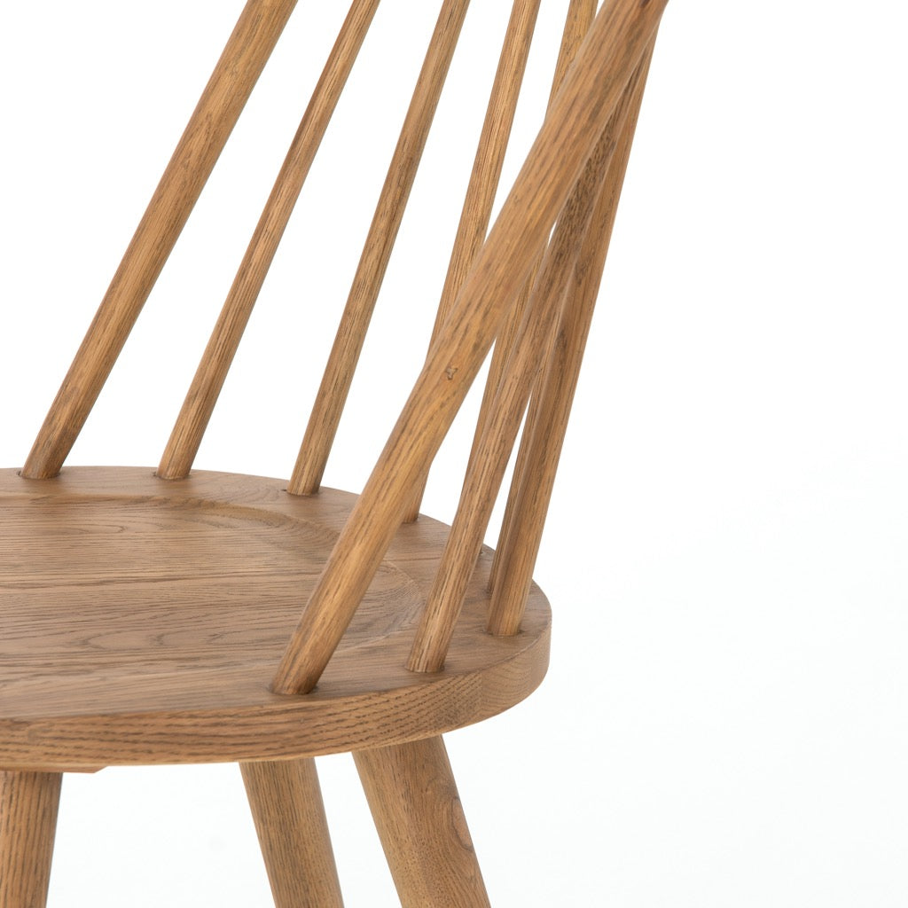 Lewis Windsor Stool in Sandy Oak - Solid Wood Bar Stool for Kitchen Island, Dining Room & Pub - Rustic Farmhouse Style Seating with Back Support