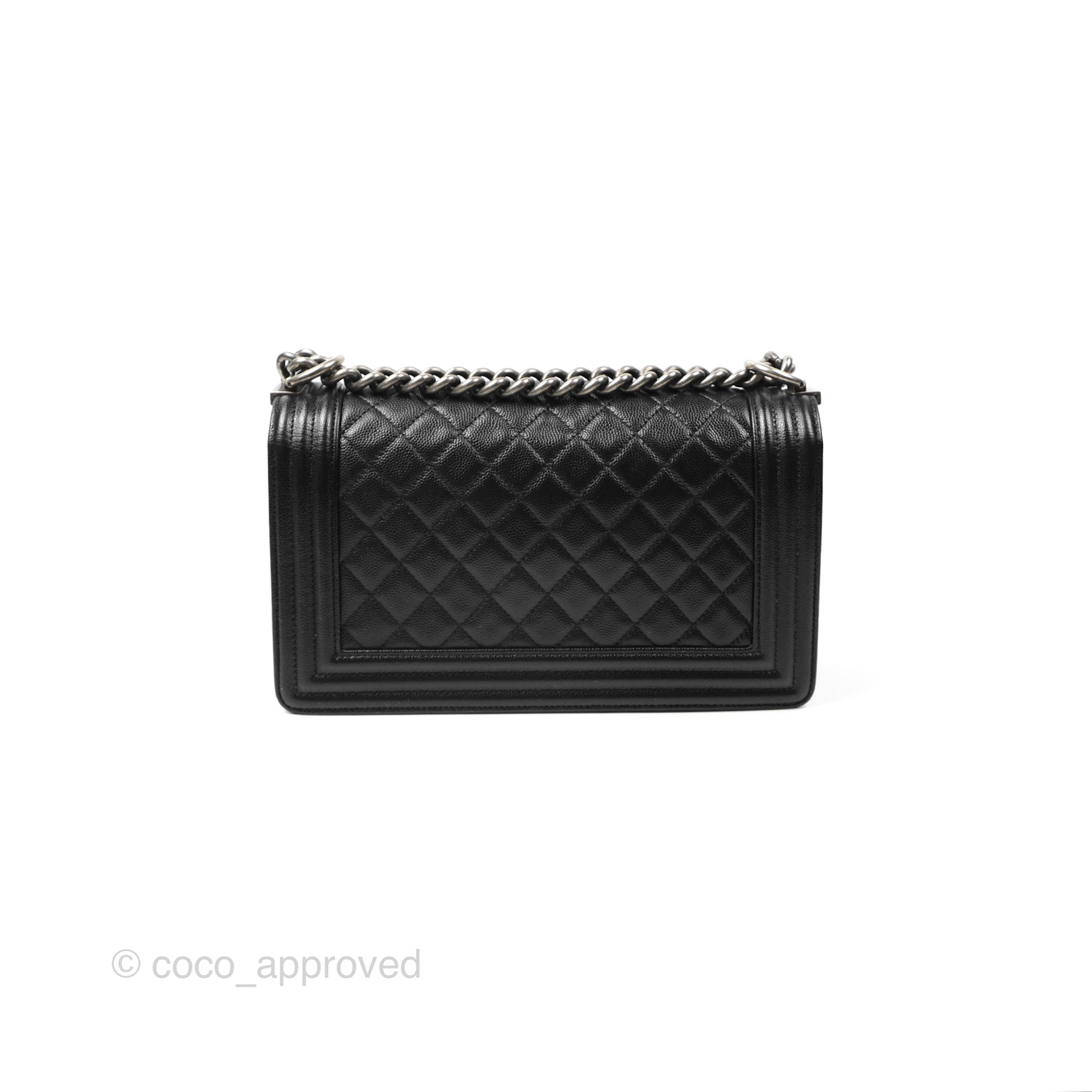 Chanel Boy Quilted Medium Handbag in Black Caviar Leather with Ruthenium Hardware - Luxury Crossbody Bag for Women, Perfect for Date Night & Evening Events