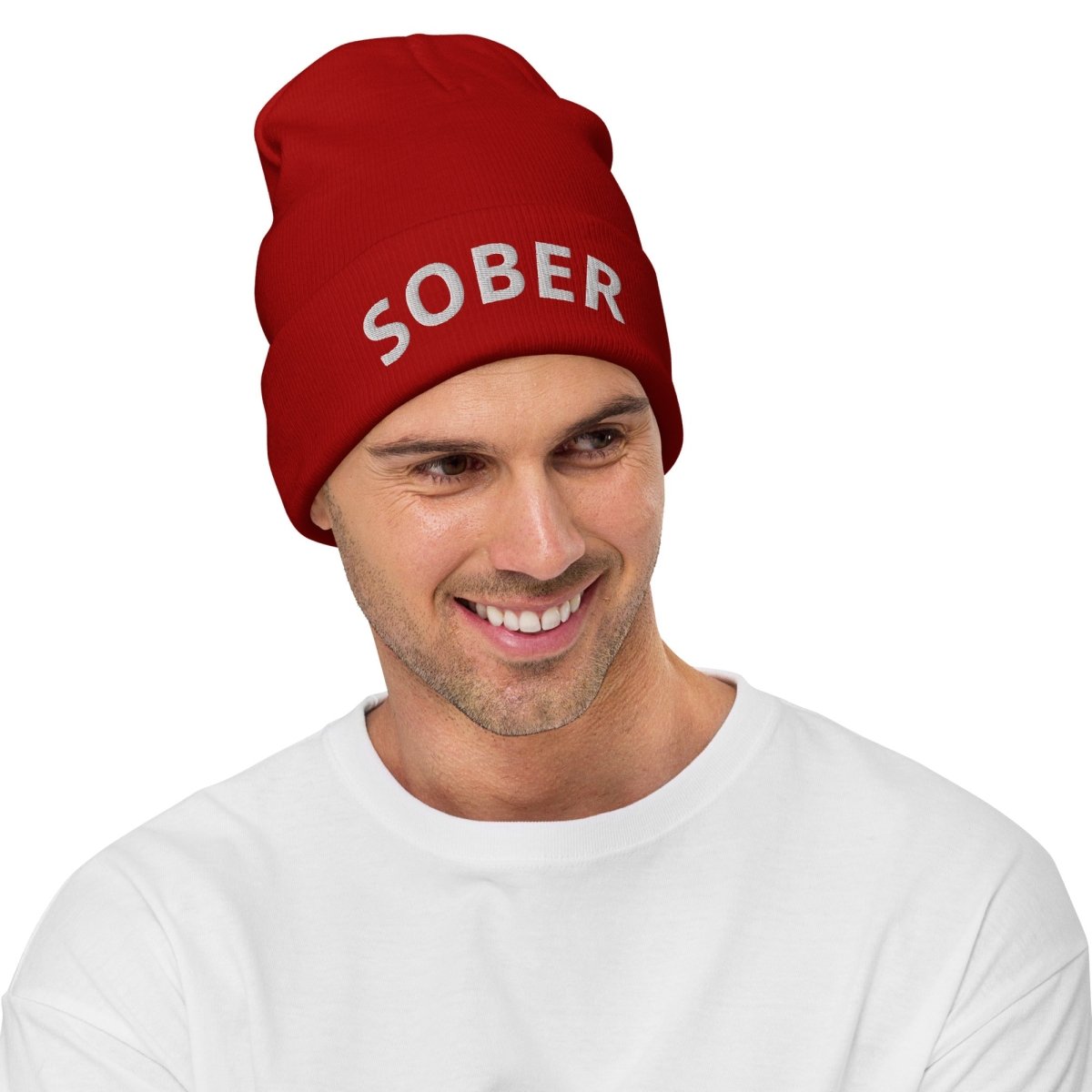 SOBER Embroidered Beanie - White Thread - Multiple Color Options for Men & Women - Perfect for Winter, Streetwear & Casual Outfits