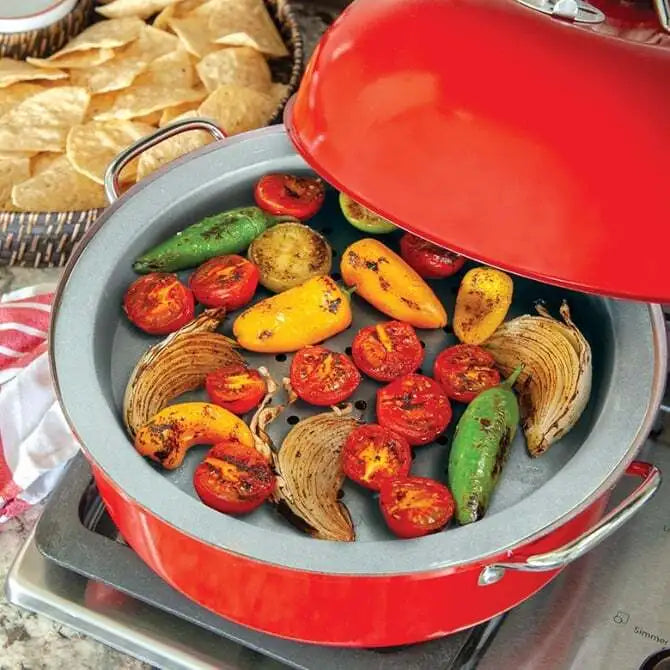 Premium Red Kettle Smoker - Outdoor BBQ Grill & Smoker for Backyard Cooking, Camping, and Tailgating - Perfect for Smoking Meat, Fish, and Vegetables