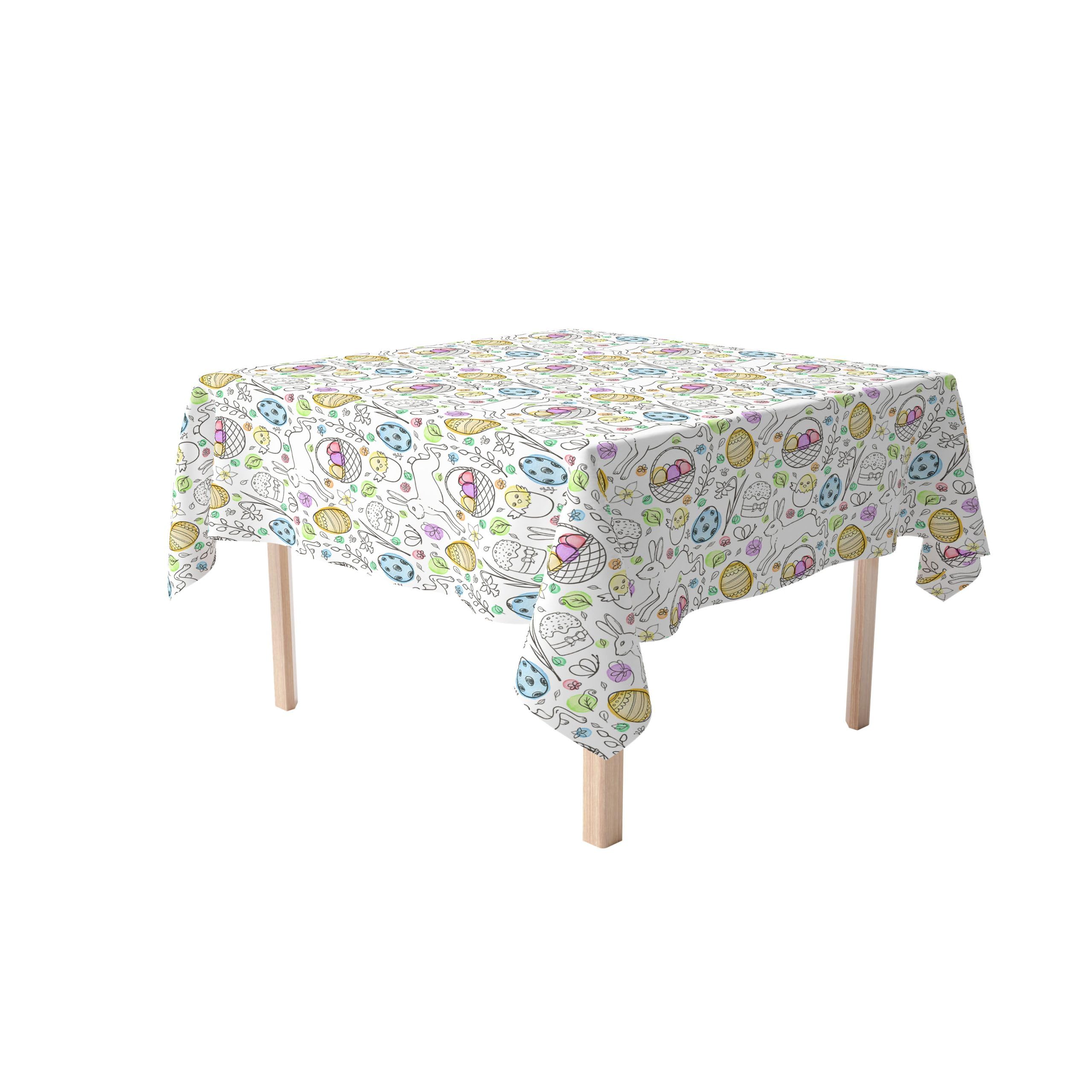 Square Tablecloth 70x70 Inches - 100% Polyester Washable Fabric with Fun Chicken Hatch Design - Perfect for Kitchen Dining, Picnics, and Party Decorations