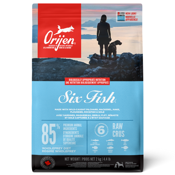 Orijen Six Fish Dry Dog Food - Premium Grain-Free Recipe for Adult Dogs - High Protein & Omega-3 for Healthy Skin & Coat - Ideal for Active Dogs & Outdoor Adventures
