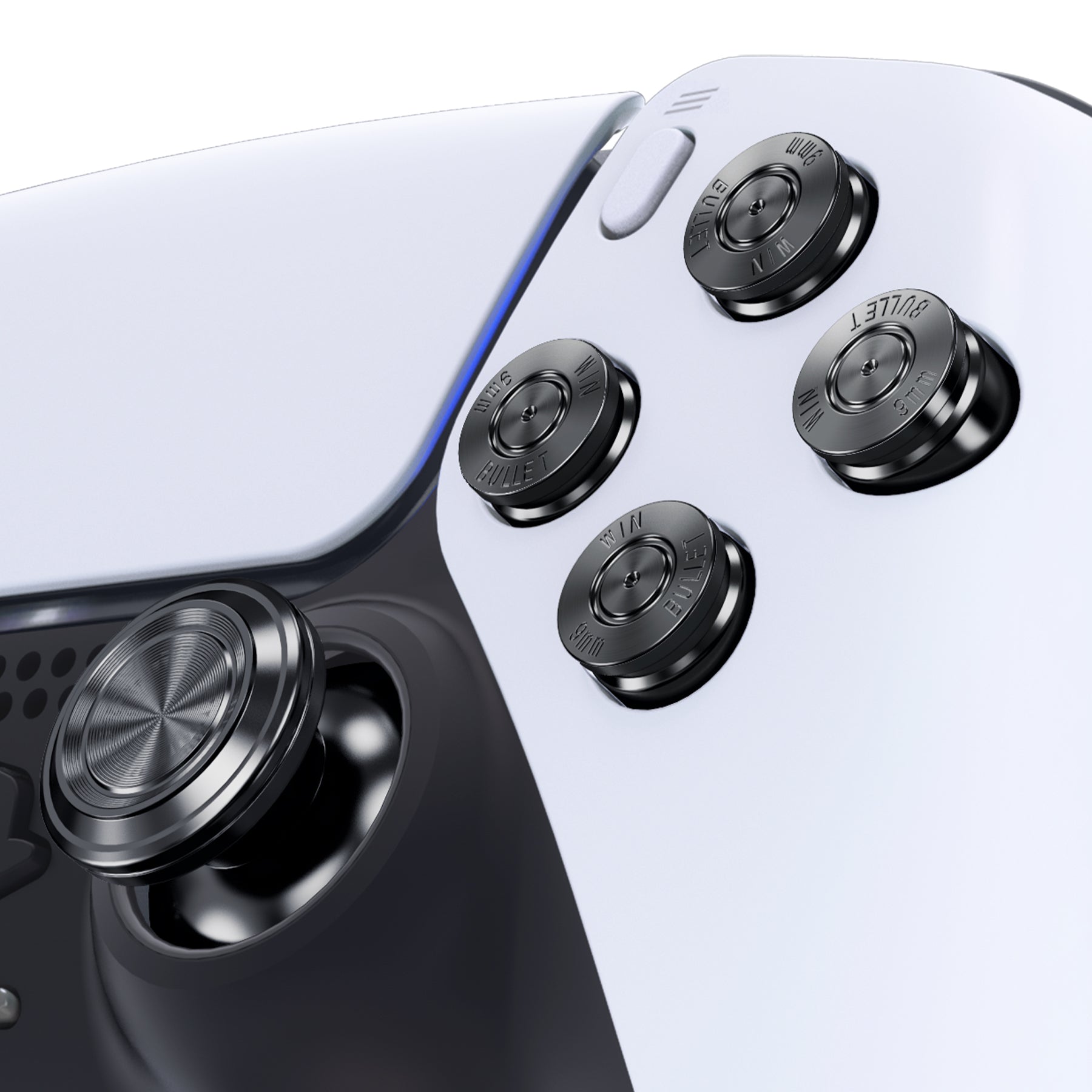 eXtremeRate Replacement Aluminum Metal Thumbsticks & D-Pad ABXY Buttons for PS5 Controller - Black | Premium Gaming Accessories for Enhanced PS5 Controller Performance