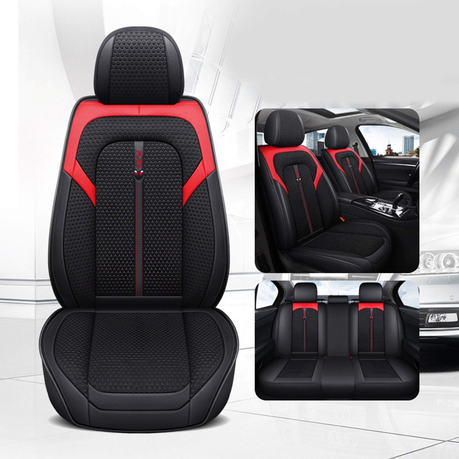Premium Ice Silk 5-Piece Car Seat Covers Set for Jeep Compass, Wrangler, Patriot, Cherokee, Grand Cherokee, Commander & Renegade - Breathable Car Seat Protectors & Cushions (Red) - Perfect for Road Trips, Daily Commutes & Off-Road Adventures