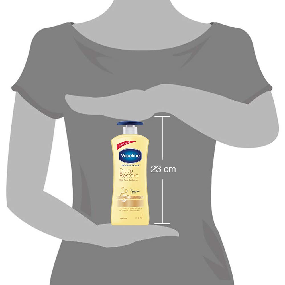 Vaseline Intensive Care Deep Moisture Body Lotion - Non-Greasy, Long-Lasting Hydration for Dry Skin - 600ml - Healthy & Glowing Skin Care - Perfect for Daily Moisturizing After Shower or Before Bed