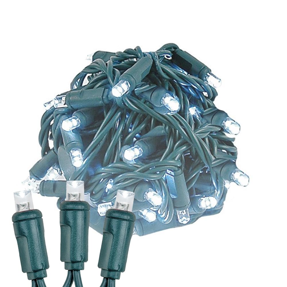 50FT 100 Pure White Mini LED String Lights - Outdoor/Indoor Connectable Christmas Lights with Green Wire - Commercial Grade for Holiday Decorations, Wedding Parties, and Home Lighting