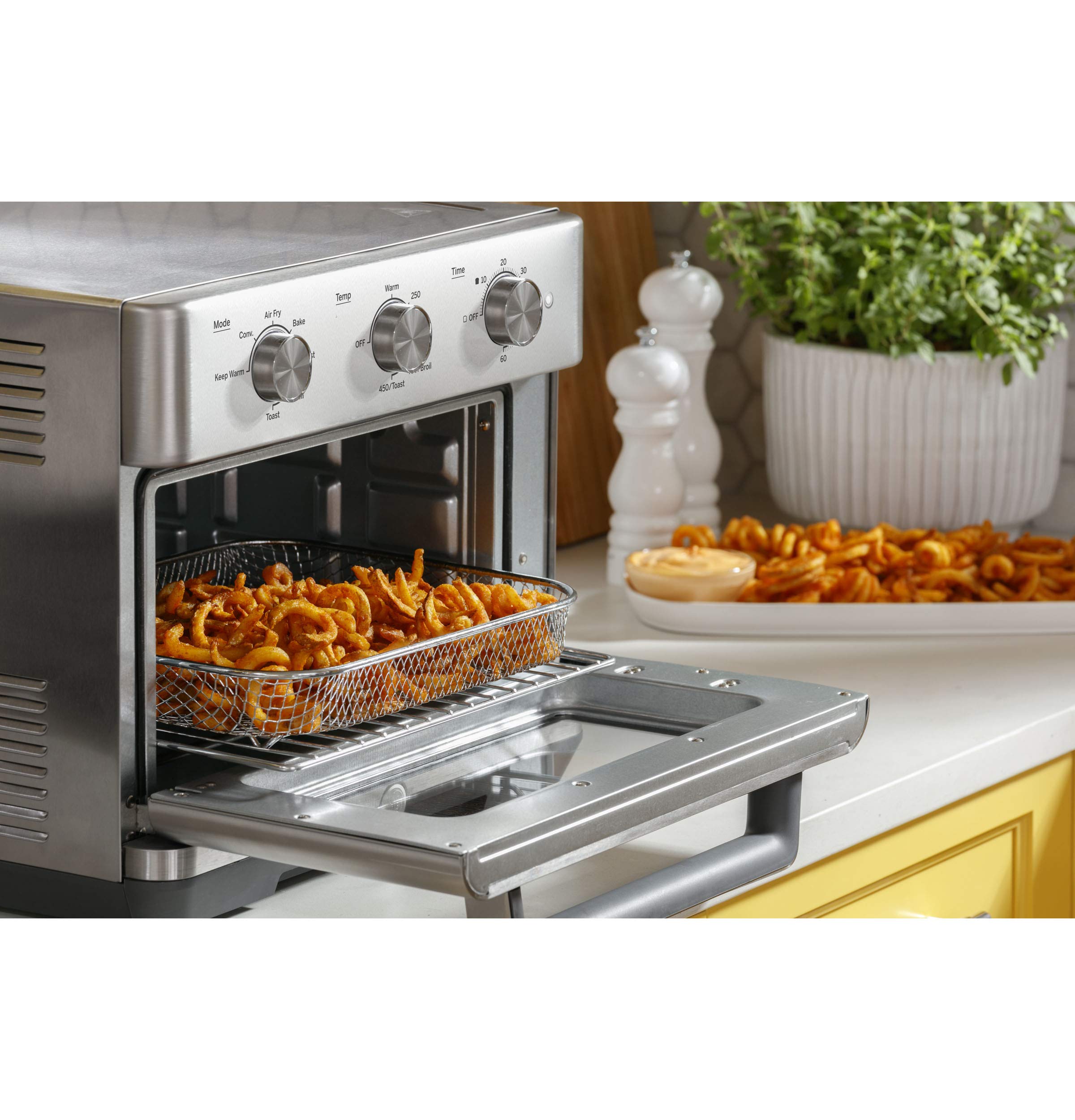 GE 7-in-1 Mechanical Air Fryer Toaster Oven with Accessories | Large Countertop Convection Oven for 12