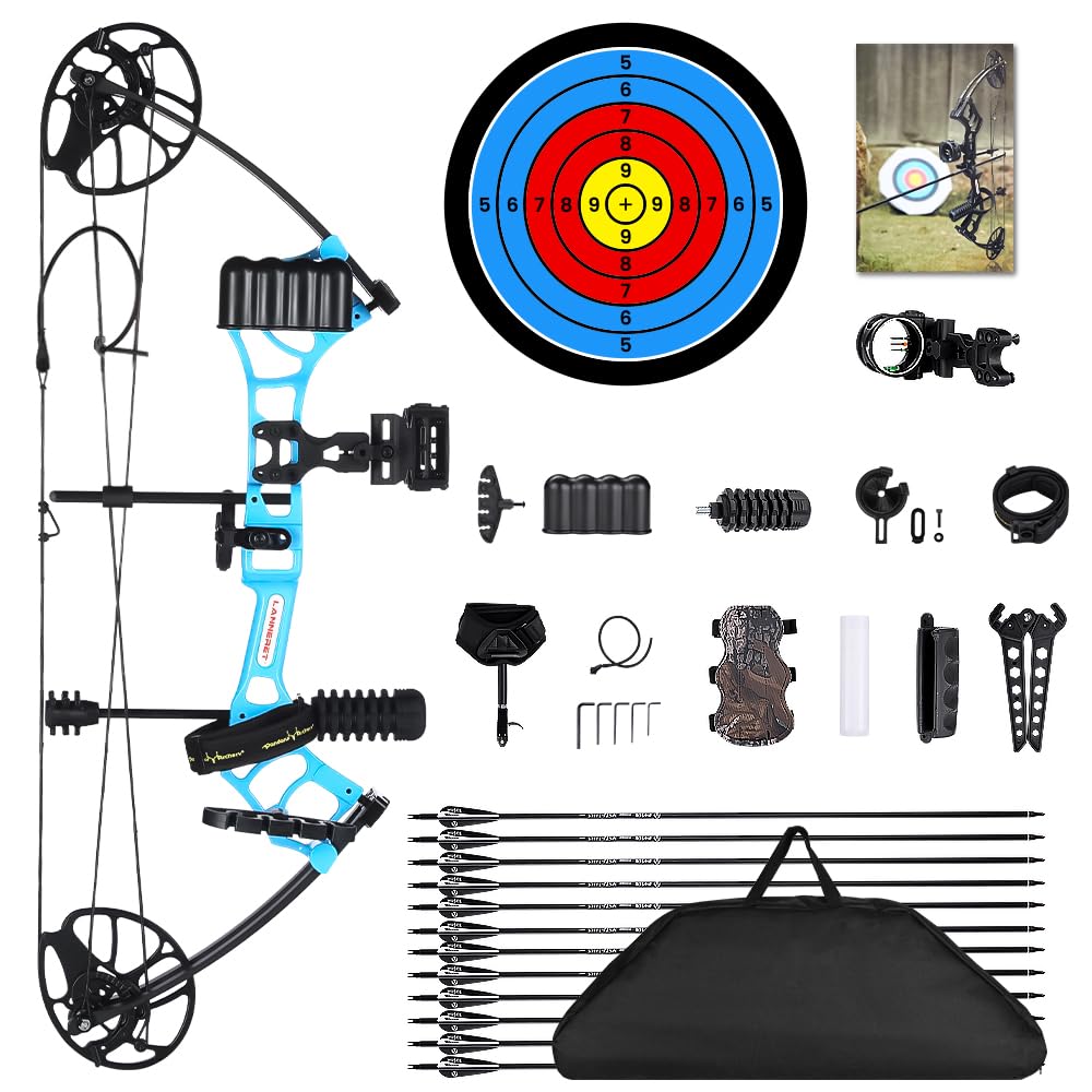 Lightweight Compound Bow Kit for Hunting - Adjustable 0-50 Lbs Draw Weight, 290 FPS Speed | USA-Made Limbs | Complete Archery Set for Adults & Youth | Perfect for Target Practice & Outdoor Hunting Adventures