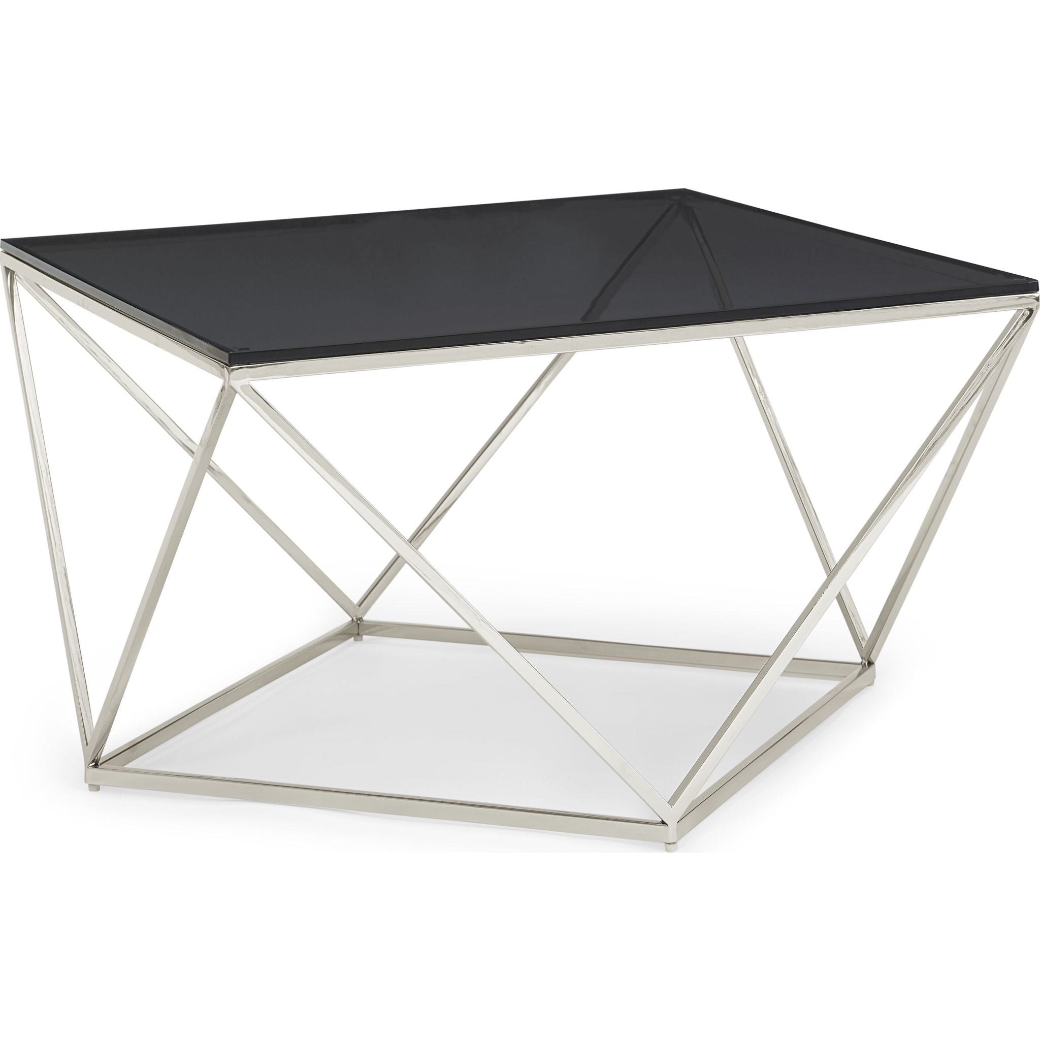 Modern Aria Coffee Table - Smoked Glass Top & Sturdy Metal Frame for Living Room, Lounge, or Office Decor