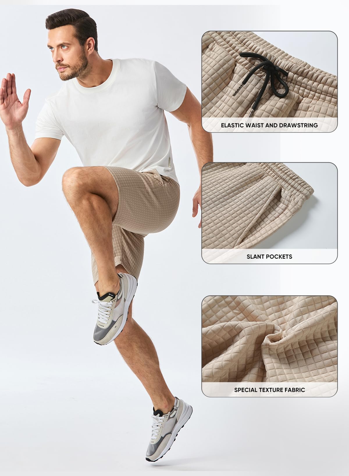 JMIERR Men's Sweat Shorts - Stretch Elastic Waist 7