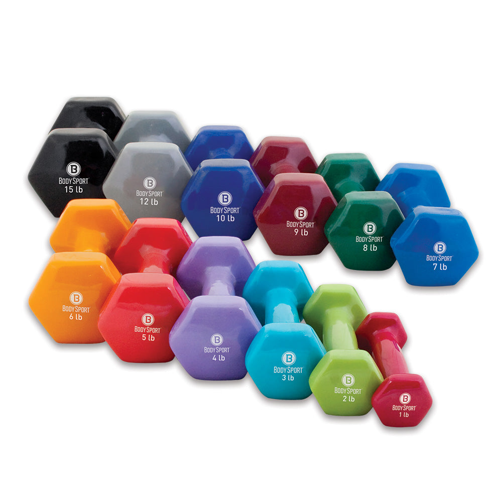 Elivate Body Sport Vinyl Dumbbells - 5-50 lbs Set for Home Gym, Strength Training & Fitness Workouts - Non-Slip Grip, Durable Vinyl Coating for Weightlifting & CrossFit