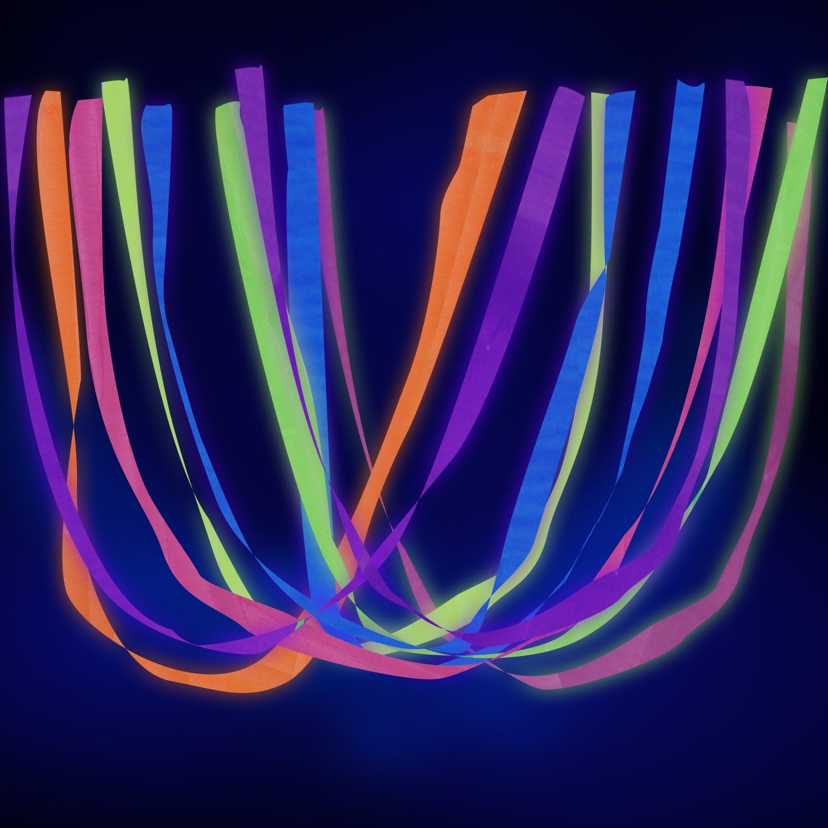 1200ft Neon Glow in The Dark Blacklight Reactive Fluorescent Crepe Paper Streamers - UV Party Decorations for Halloween, Rave, Birthday & Glow Parties - Perfect for Nightclubs, Dance Floors & Themed Events