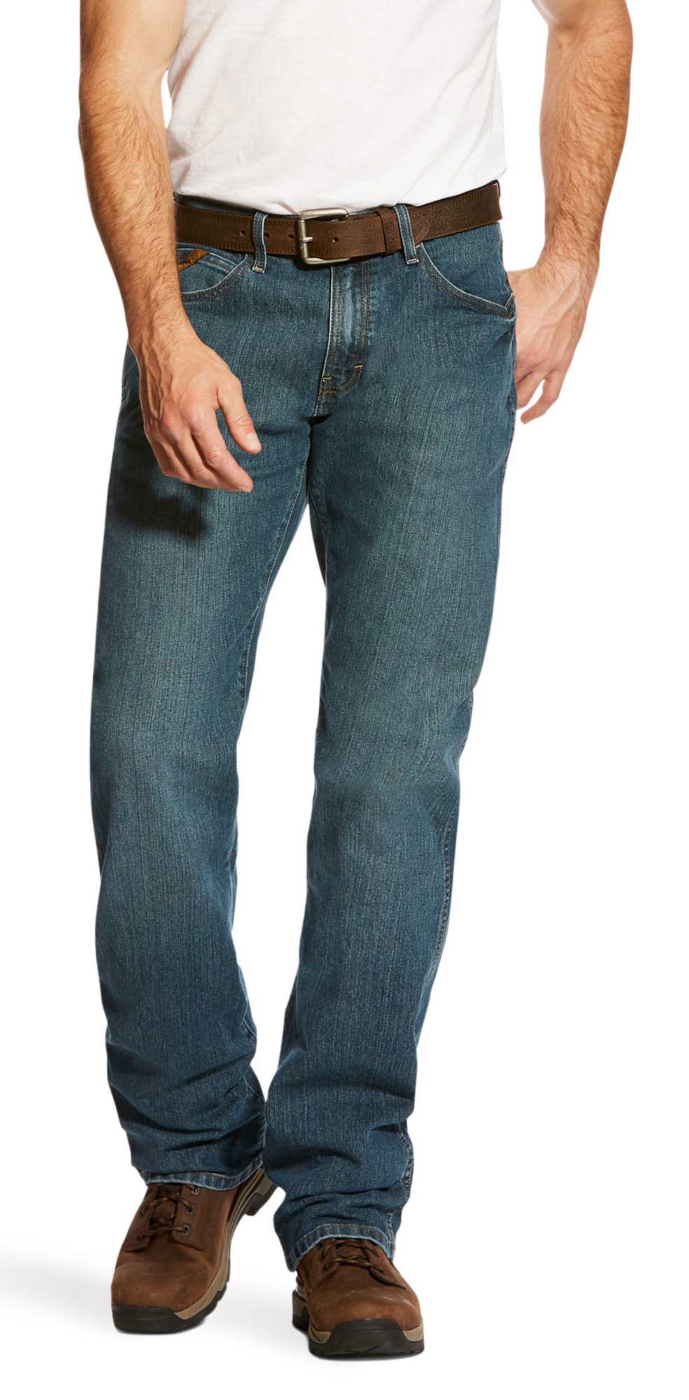 Ariat Men's Rebar M4 Relaxed Fit DuraStretch Boot Cut Jeans - Comfortable Work & Casual Denim Pants for Cowboy, Ranch & Everyday Wear