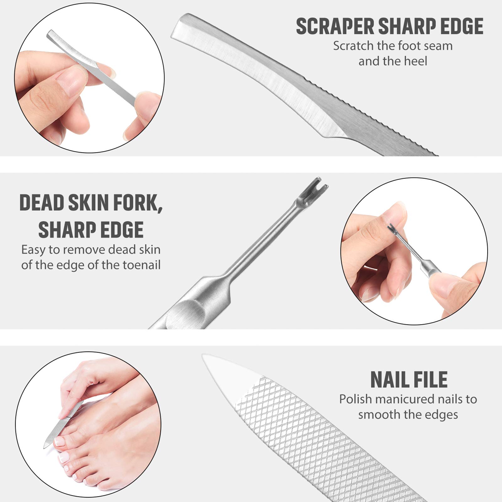 15-Piece Stainless Steel Ingrown Toenail Care Kit - Professional Nail Clippers, Cuticle Trimmers, Toenail Files & Pedicure Tools for Ingrown & Thick Nails - Perfect for Home Manicure & Foot Care (Blue)
