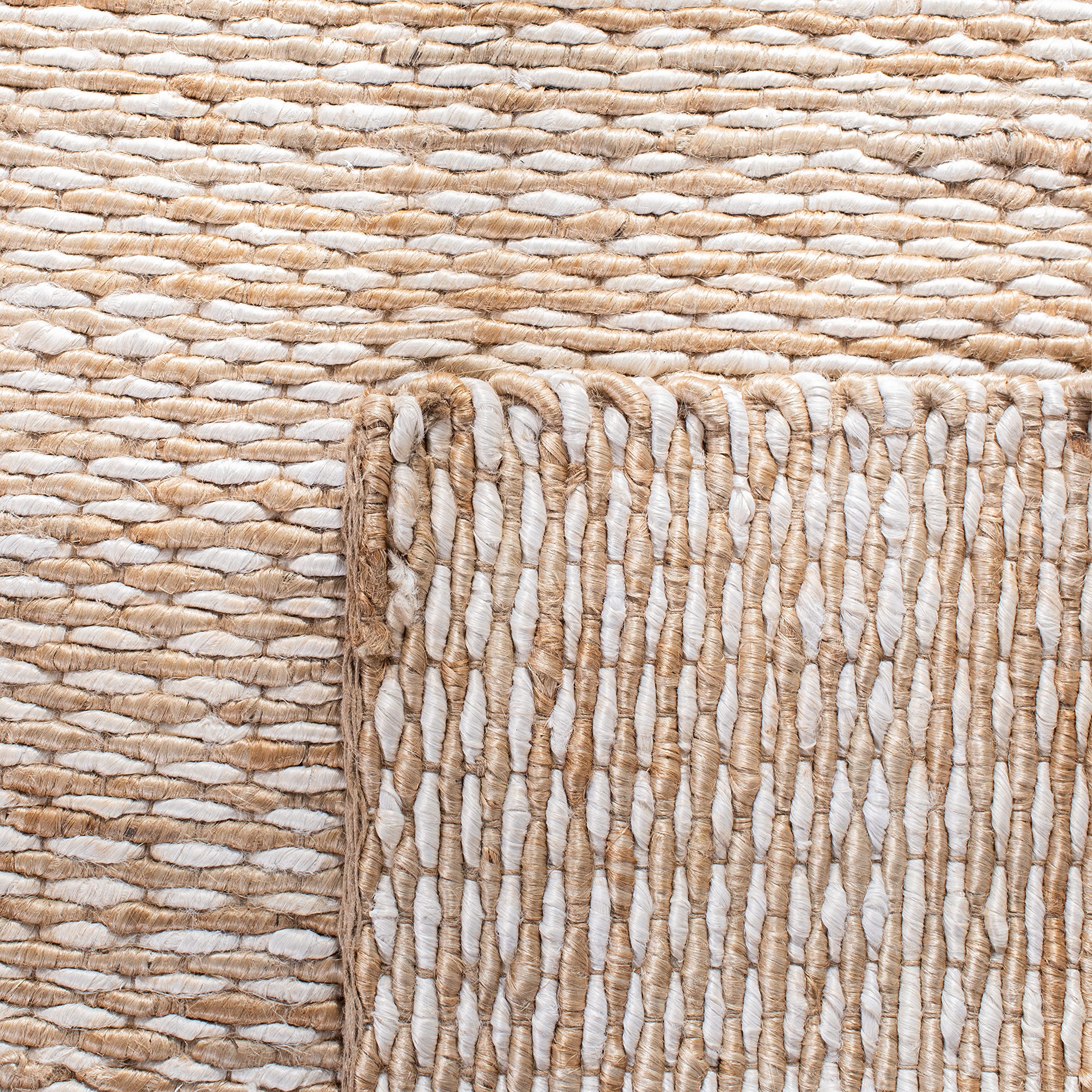 SAFAVIEH Handmade Natural Jute Area Rug 8' x 10' - Farmhouse Style in Natural & Ivory | Durable for High Traffic Living Room & Bedroom | Eco-Friendly Home Decor for Cozy Spaces (NF110B)