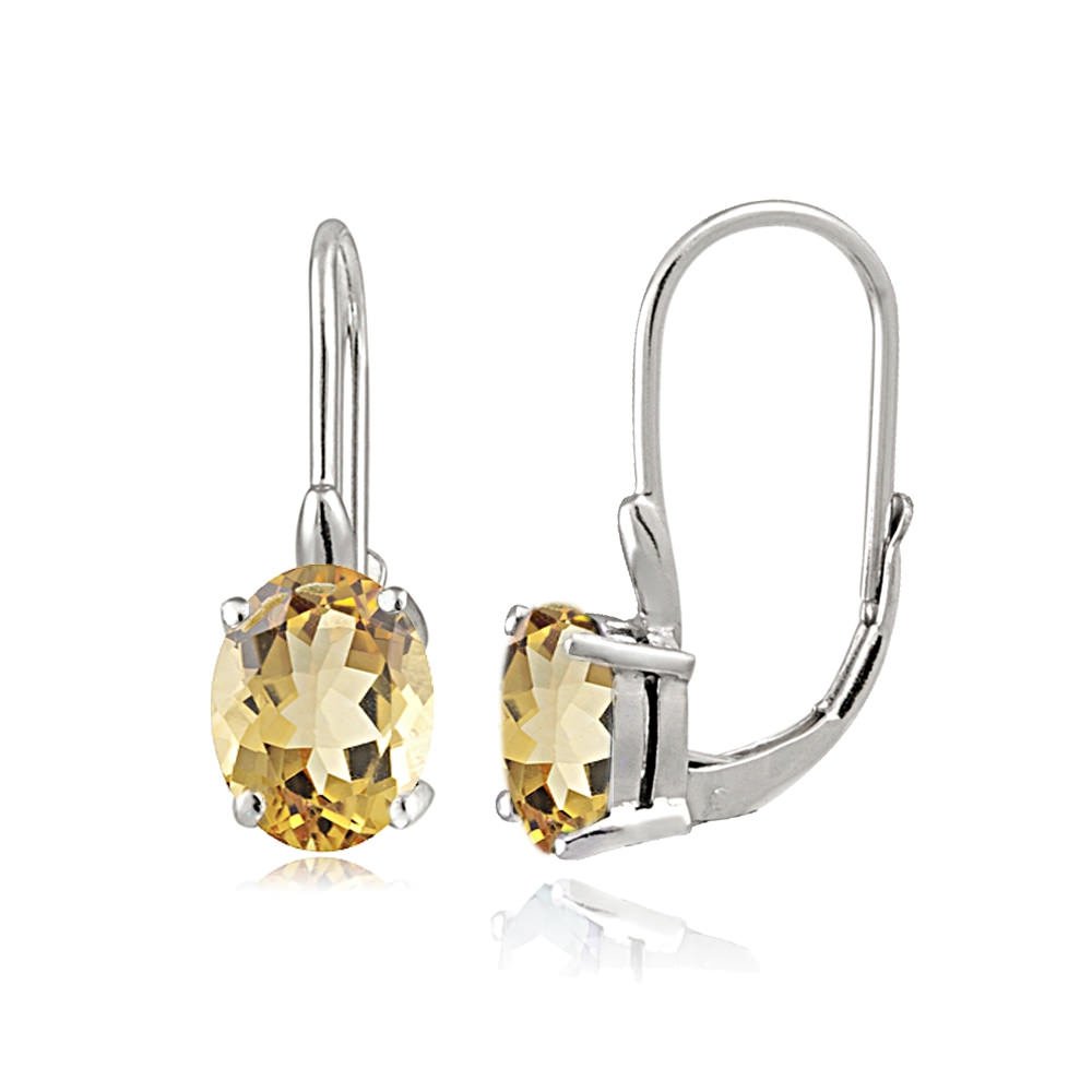 14K Sterling Silver Gemstone Birthstone Oval Leverback Earrings - Personalized Gift for Women, Mothers, Daughters | Perfect for Birthdays, Anniversaries & Special Occasions