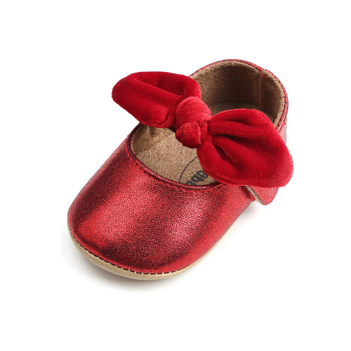 Baby Girls Mary Jane Flats - Anti-Slip Rubber Sole Bow Dress Shoes for Toddlers & Princess Costume - Perfect for Parties, Weddings & Everyday Play