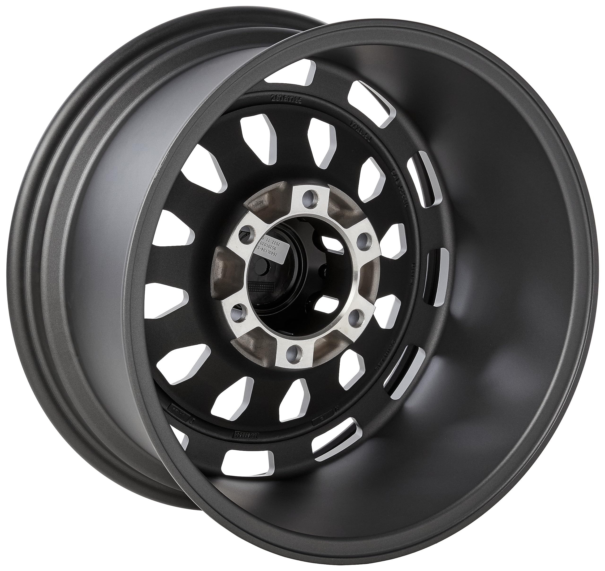 Rough Country 87 Series One-Piece Aluminum Wheel with Simulated Beadlock - 17x8.5, 6x5.5 Bolt Pattern, 0mm Offset, Gray/Black - Perfect for Off-Road Trucks, Jeeps & SUVs