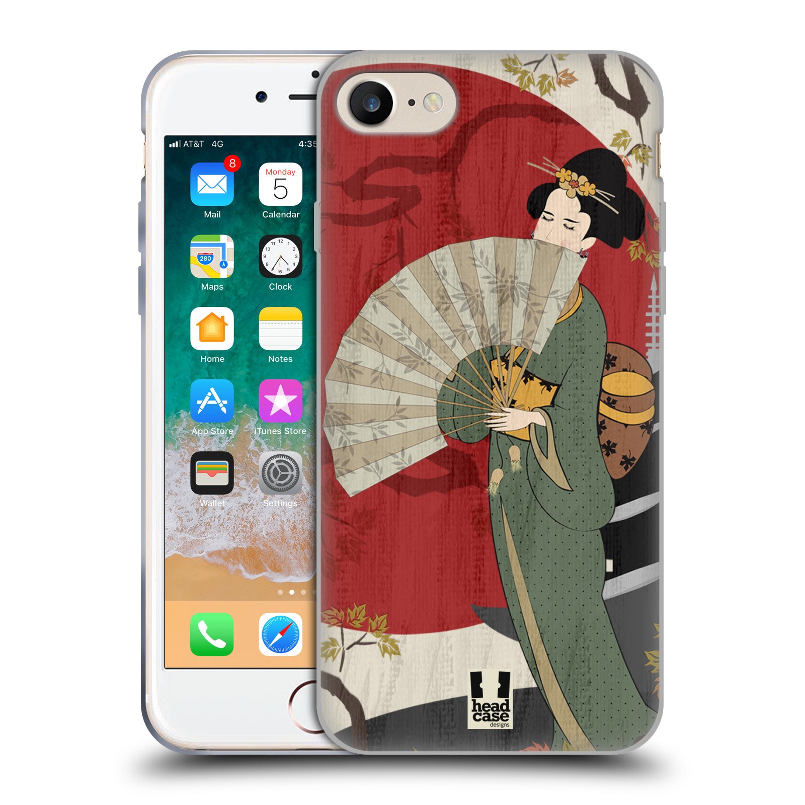 Head Case Designs Kiyoshi Geisha Soft Gel Phone Case - Compatible with Apple iPhone 7/8/SE (2020 & 2022 Models) - Durable Protective Cover with Stylish Japanese Art Design - Perfect for Everyday Use, Travel & Gift Giving