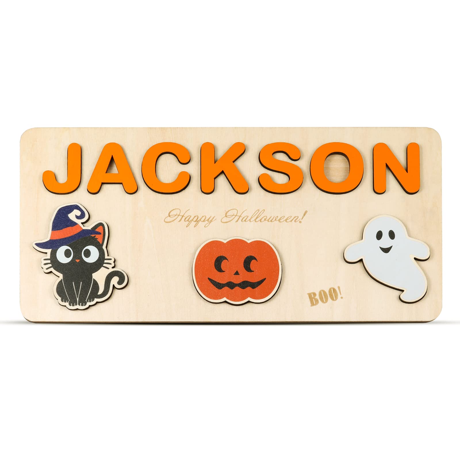 Personalized Wooden Name Puzzle for Kids - Custom Educational Learning Toy for Toddlers, Baby Boys & Girls - Thanksgiving, Christmas & Birthday Gift - Flat Rate up to 9 Letters (Style 9) - Perfect for Early Childhood Development, Montessori Learning & Holiday Gift Giving