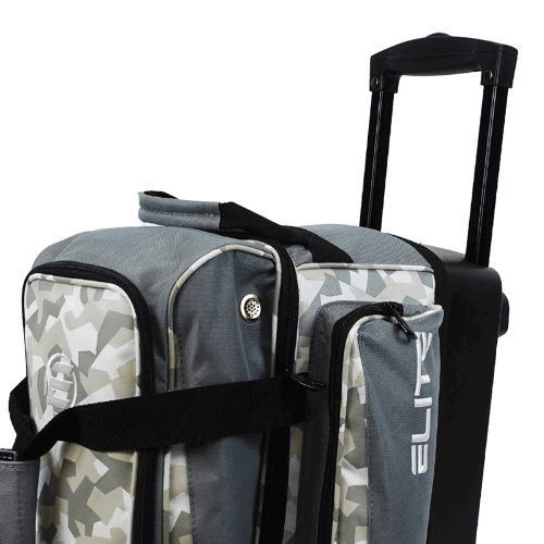ELITE Deluxe Double Roller Bowling Bag - Grey Camo Design for Easy Transport | Perfect for League Play & Tournaments | Durable & Stylish Bowling Gear