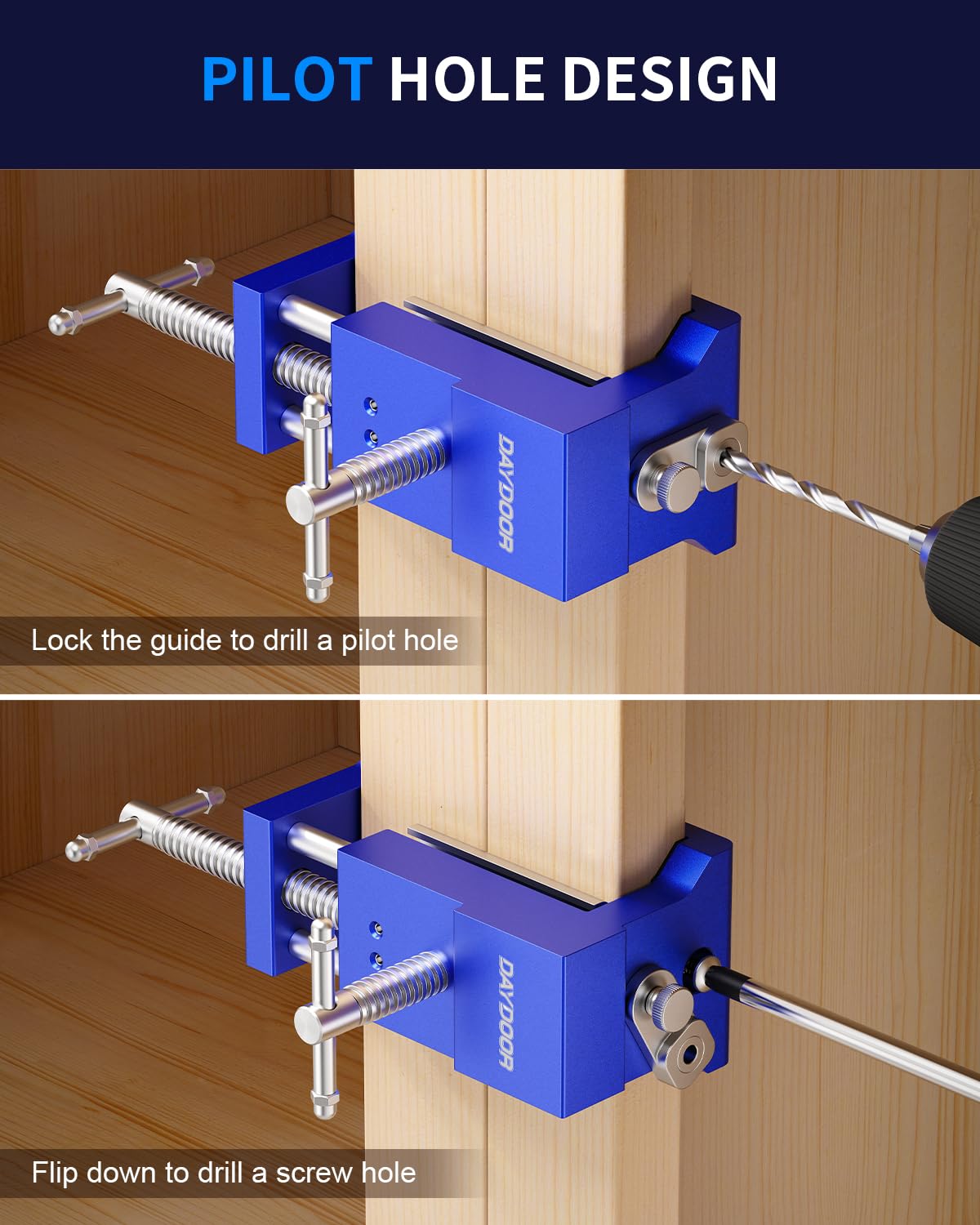 DAYDOOR 2-Pack Blue Cabinet Clamps - Professional Face Frame Installation & Woodworking Alignment Tools | Perfect for DIY Cabinets, Furniture Making & Home Renovation Projects