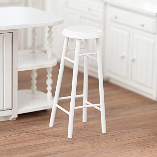Round White Bar Stool - Miniature Dollhouse Furniture for DIY Crafts, Home Decor & Model Displays | Perfect for Dollhouse Accessories, Miniature Scenes & Craft Projects