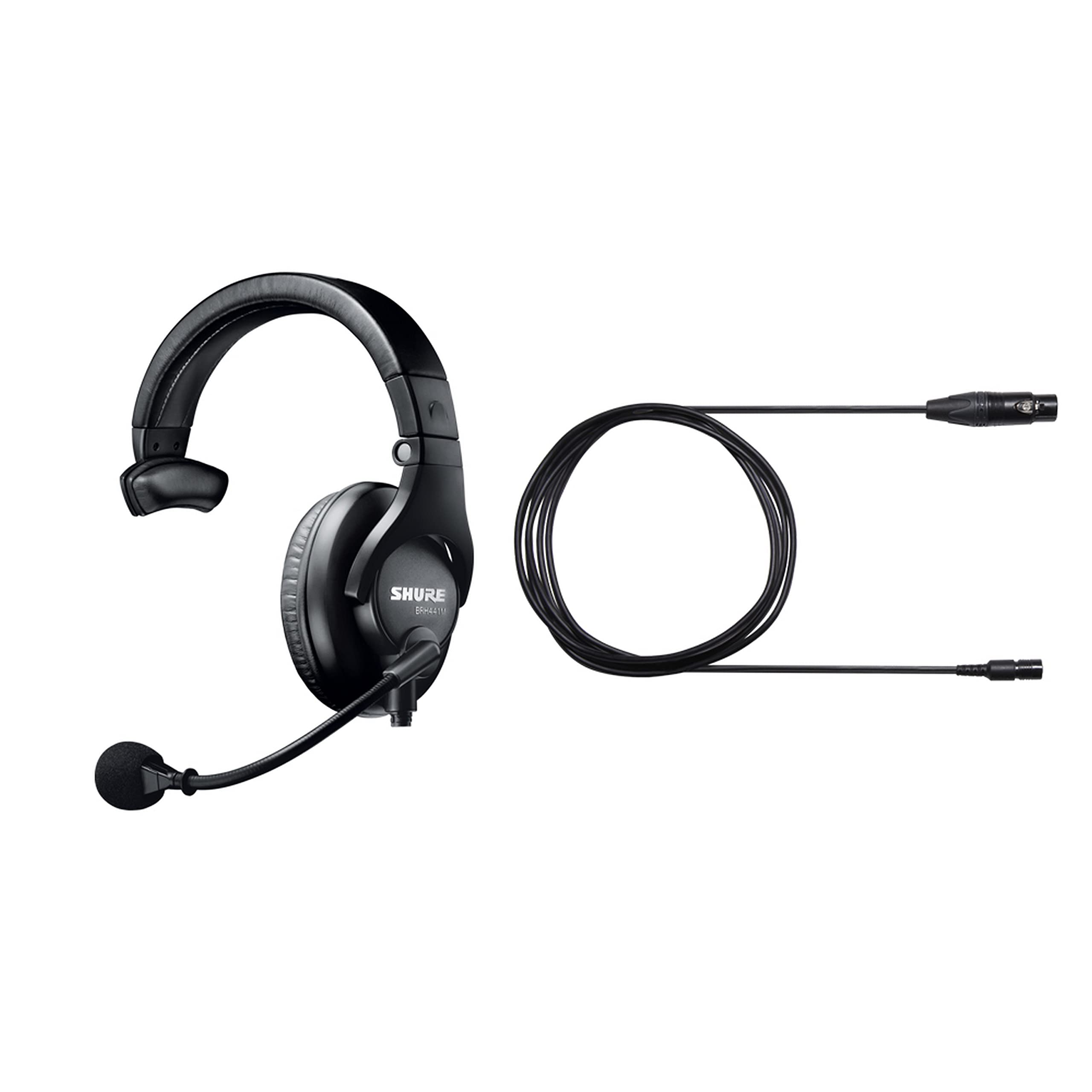 Shure BRH441M-LC Single-Sided Professional Intercom Headset with BCASCA-NXLR4-FEM Female XLR Cable - Ideal for Broadcast Studios, Live Events & Communication Systems
