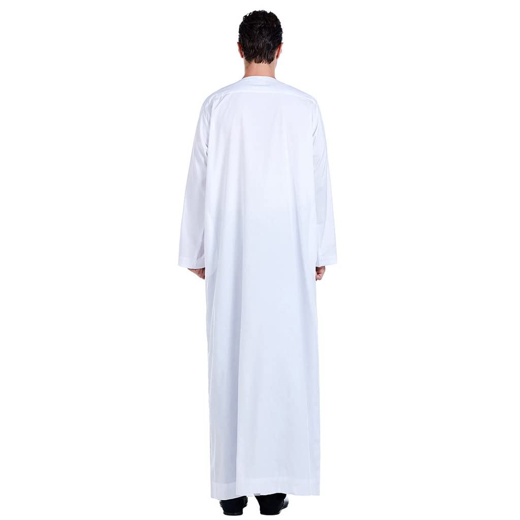 Premium Muslim Men's Thobe - Long Sleeve Islamic Robe Kaftan Abaya Dress for Prayer & Special Occasions | Middle Eastern Saudi Arabian Traditional Clothing for Eid & Daily Wear