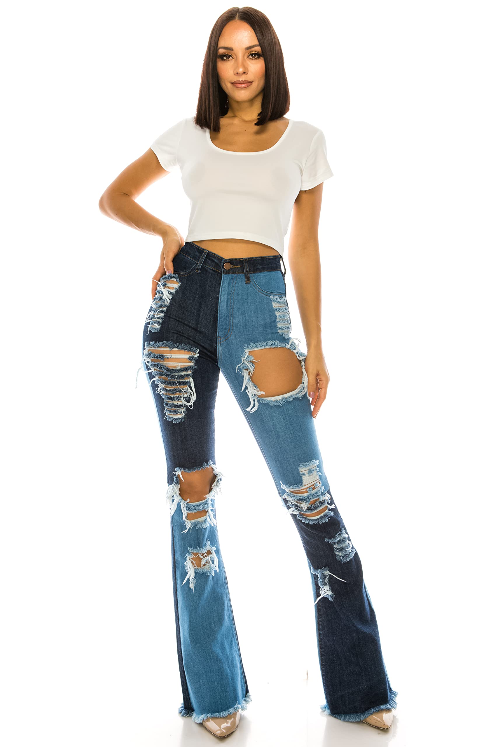 Aphrodite High Waisted Flare Bell Bottom Jeans for Women - Stretchy Wide Leg Bootcut Denim Pants | Casual Outfit, Retro 70s Style, Night Out, Party Wear