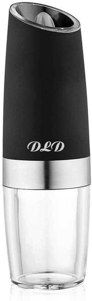 DLD Battery Operated Electric Pepper and Salt Grinder Set - Adjustable Coarseness, One-Handed Operation with Utility Brush, Stainless Steel Design [White Light] - Perfect for Kitchen, Dining Table, Camping & Gifts