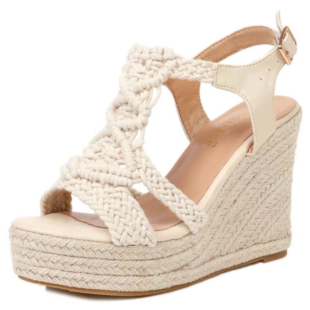 Women's Comfortable Strappy Espadrille Wedge Sandals - Casual Platform Summer Shoes for Beach, Vacation & Outdoor Activities