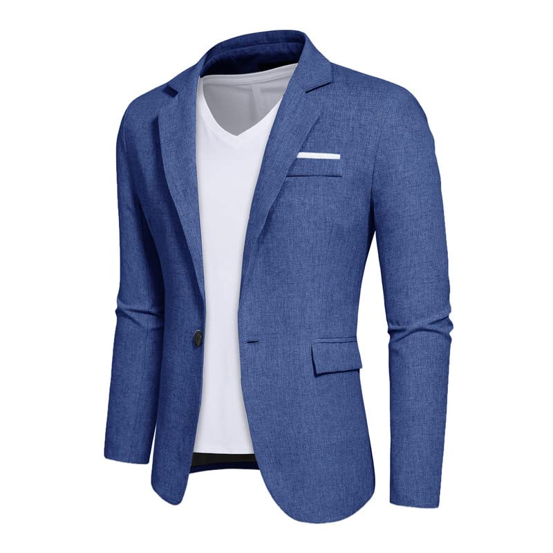 Men's Slim Fit Lightweight Casual Blazer - Single Button Notched Lapel Sport Coat Jacket for Business, Office & Wedding | Breathable Stretch Suit Jacket for Work, Date Night & Formal Events