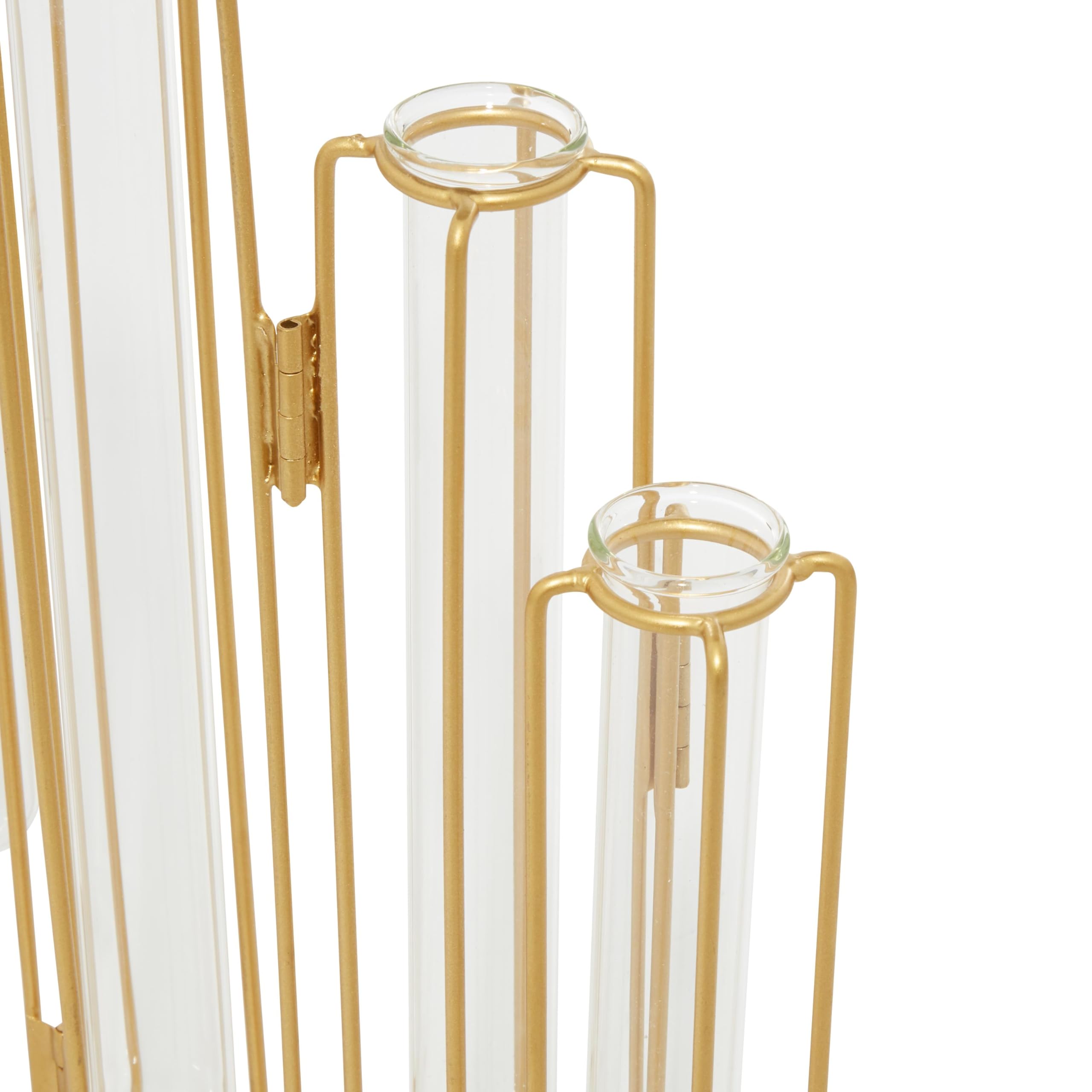 Deco 79 Gold Metal Decorative Vase with Glass Test Tubes - 10