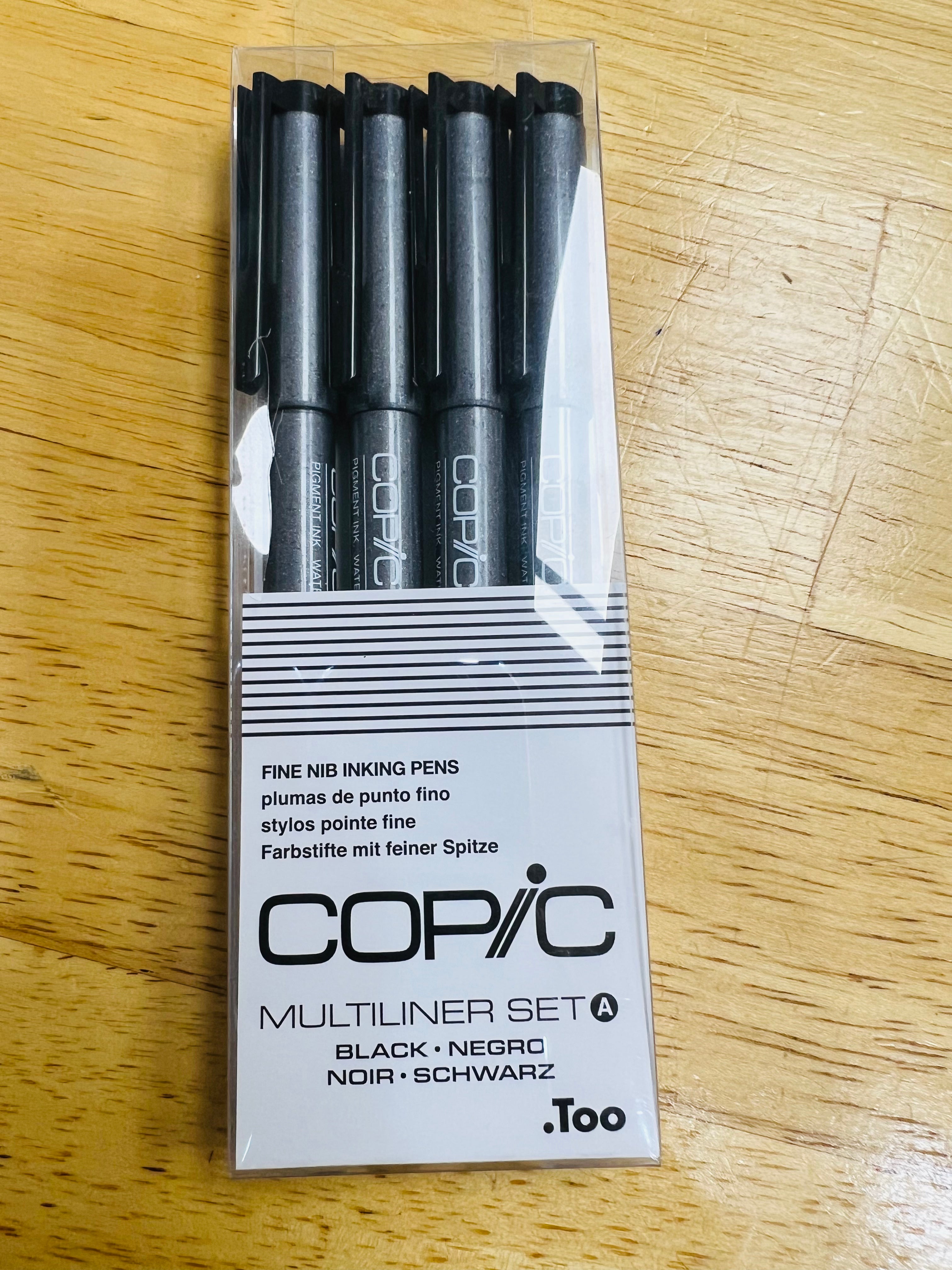 Copic Multiliner 4-Pen Set - Black, Red, Blue, Green - Professional Artist Sketching & Illustration Pens for Manga, Comics & Calligraphy