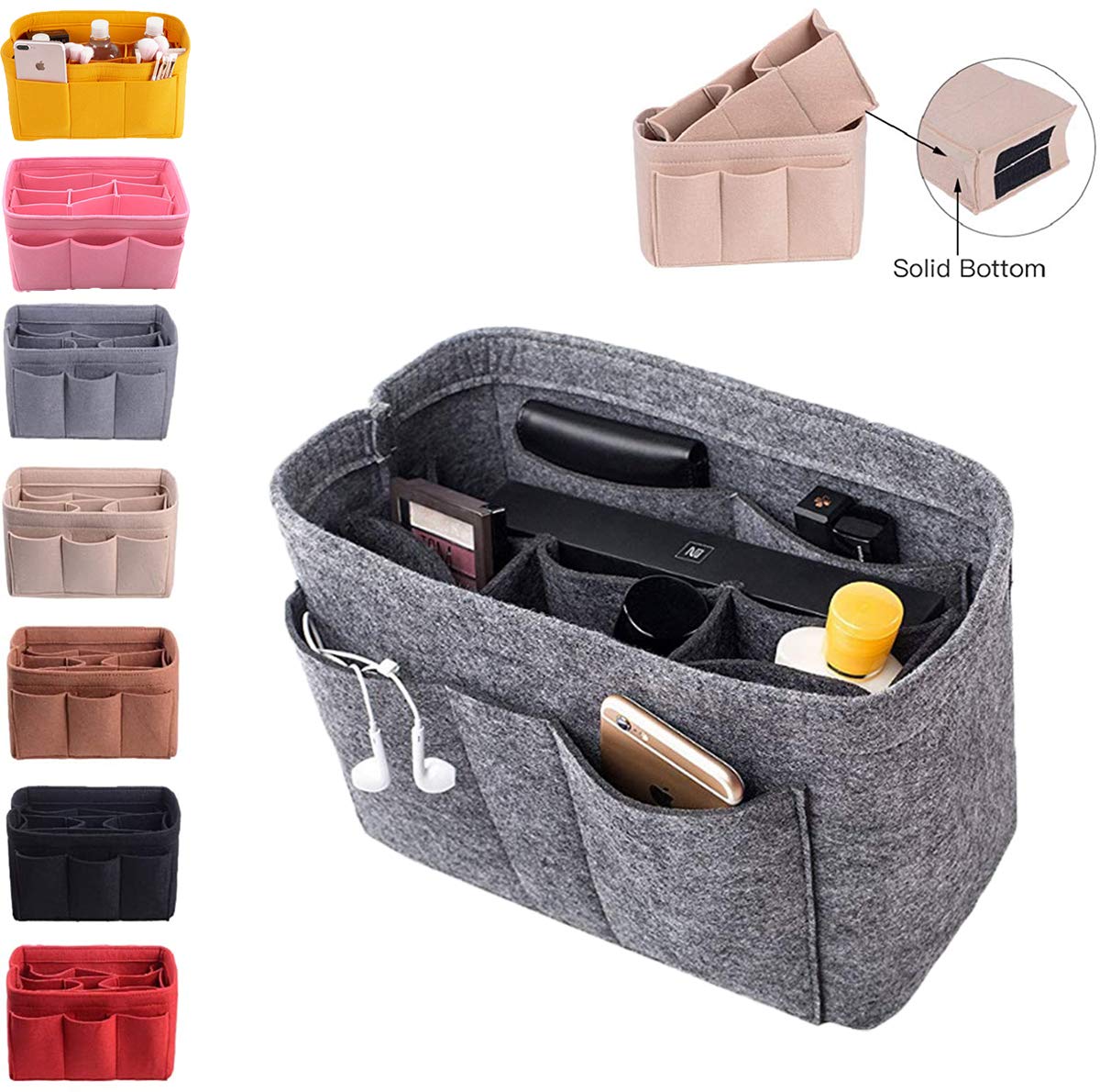 Seven Wolves Grey Purse Organizer Insert - Handbag Makeup Storage Pouch for Tidy & Neat Organization | Perfect for Travel, Work, and Everyday Use