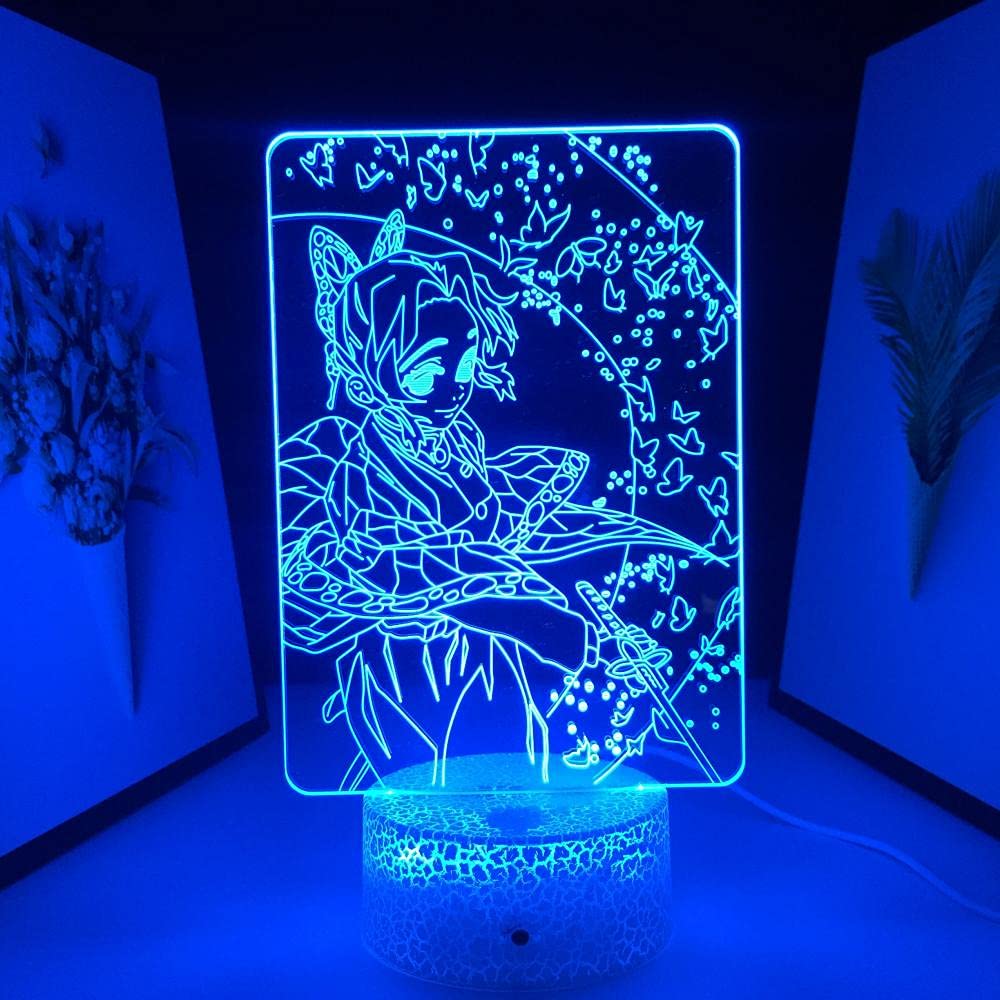 3D Anime Kochou Shinobu LED Night Light - Lava Lamp Style Manga Decor for Kids Bedroom | Perfect Gift for Anime Fans | Creates Relaxing Ambiance for Study, Sleep & Play