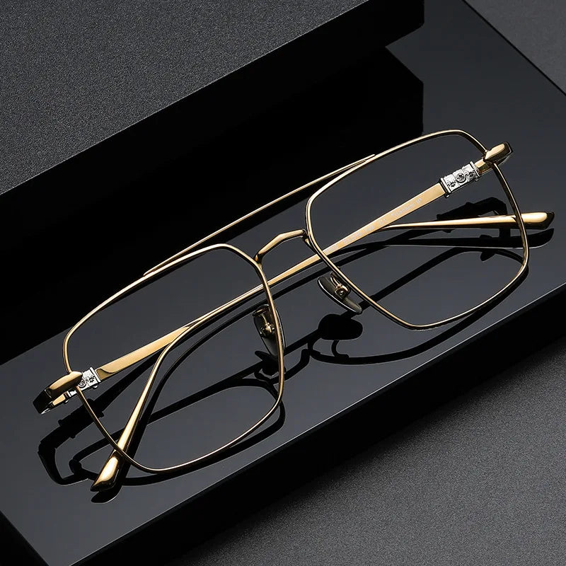 Aimee Unisex Full Rim Square Double Bridge Titanium Eyeglasses 5193 - Lightweight Durable Frame for Men & Women - Perfect for Reading, Work & Fashion Accessories
