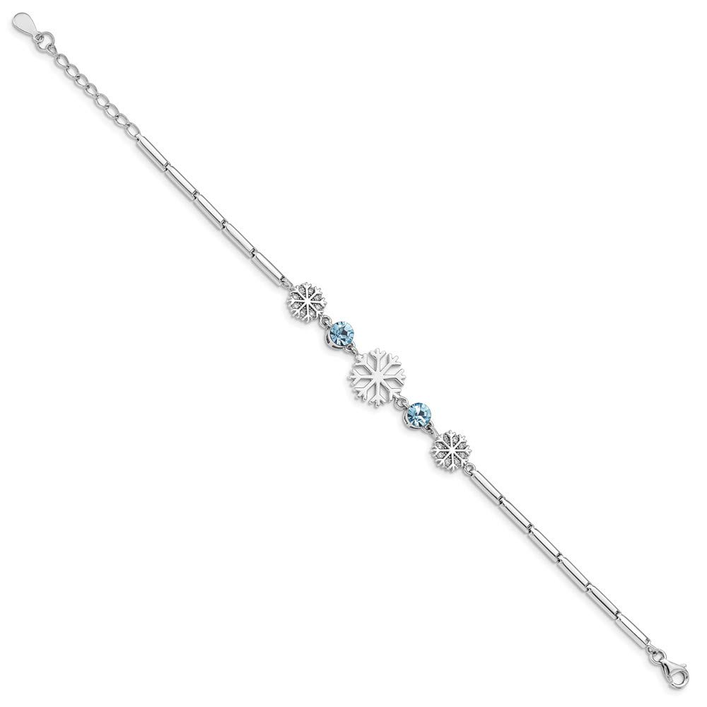 925 Sterling Silver Snowflake Charm Bracelet with Rhinestones for Winter Fashion