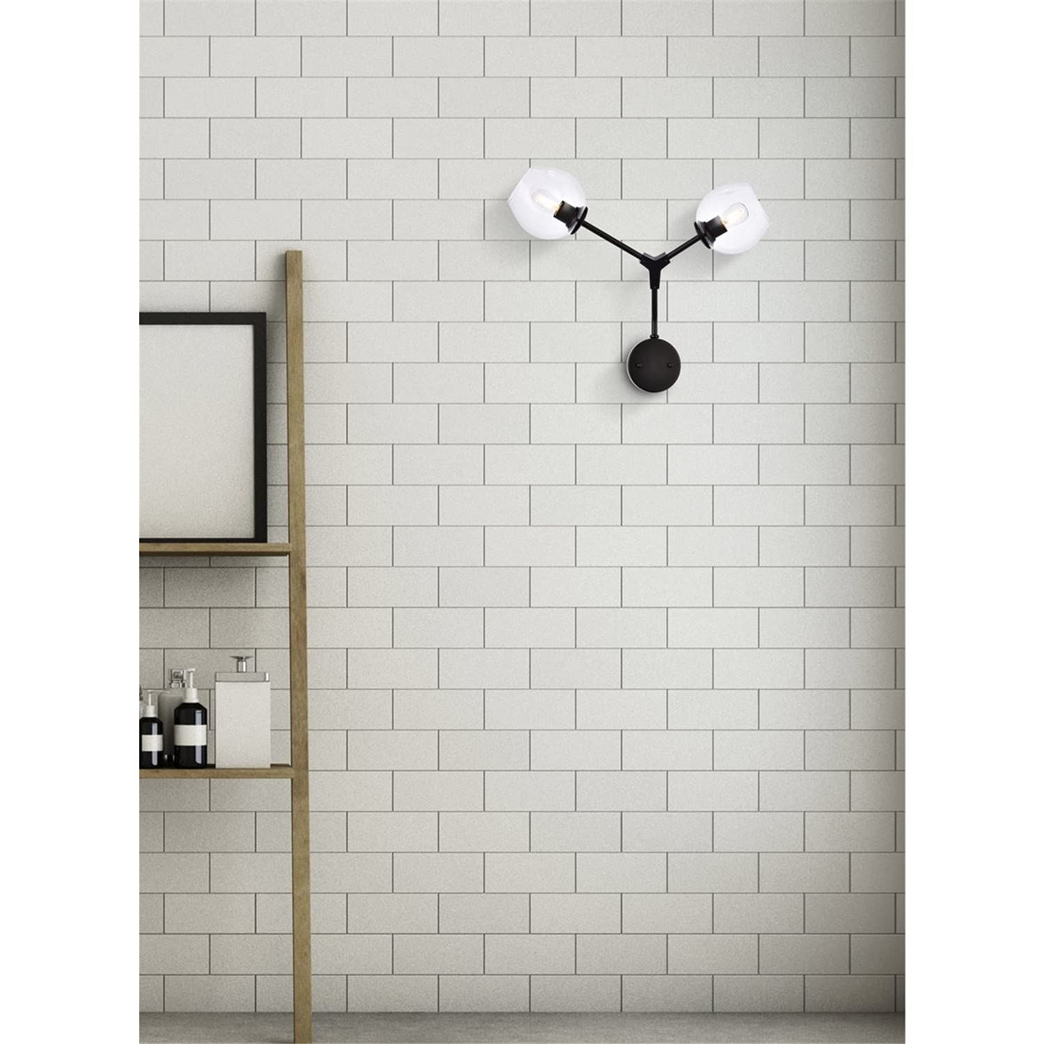Modern Black Wall Sconce with 2 Lights - Adjustable Arm Wall Lamp for Bedroom, Living Room, Hallway & Dorm Decor